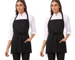 Avental Chef Works, de três bolsos, unissex, preto, tamanho único (pacote com 2)