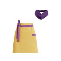 Avental Cintura Amarelo Faixa de Cabelo Roxo Sorveteria Açai