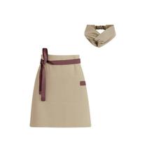 Avental Cintura e Faixa de Cabelo Bege Marrom Barista Bistro