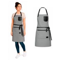 Avental Cinza e Couro Preto Barista Barbearia Chef 10un Avental Cinza e Couro Preto Barista Barbearia Chef 10un