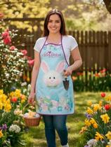 Avental Coelho Da Pascoa Estampa Digital Coelhinho Azul