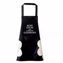 Avental Cozinha Seca Mãos Bolso Preto 68x70cm Avental Cozinha Seca Mãos Bolso Preto 68x70cm