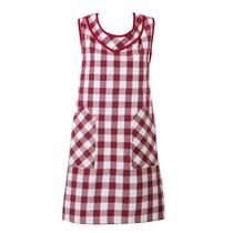 Avental de algodão sem mangas para mulheres vermelho G com gola arredondada