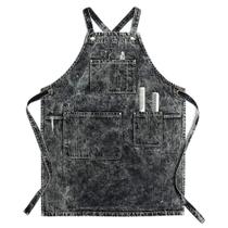 Avental de cabeleireiro Jeanerlor Black Denim com bolsos para mulheres Avental de cabeleireiro Jeanerlor Black Denim com bolsos para mulheres