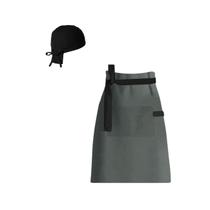 Avental de Cintura e Bandana Faixa Cinza Preto Chef Bistro
