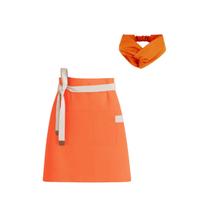 Avental de Cintura e Faixa de Cabelo Laranja Barista Bistro