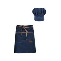 Avental de Cintura Jeans Couro Chapeu de Cozinheiro Restaurante