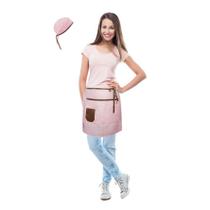 Avental de Cintura Rosa e Bandana Couro Confeitaria Spa Kit