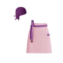 Avental de Cintura Rosa e Bandana Roxo Confeitaria Açai