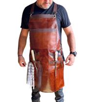 Avental de Couro Para Churrasqueiro Profissional Avental Com Divisórias de Couro Legítimo Avental de Couro Para Churrasqueiro Profissional Avental Com Divisórias de Couro Legítimo