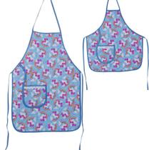 Avental De Cozinha Mãe E Filha Unicórnio Azul