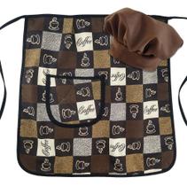 Avental de Cozinha Meio Corpo com Touca Café