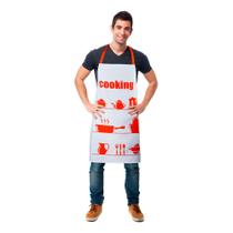 Avental de Cozinha Vizapi 70X80Cm Cooking Branco Laranja