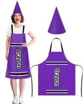 Avental de fantasia e divertido chapéu Gnome Cone Mepase Crayon Purple