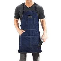 Avental de ferramentas Dadidyc Denim Jean impermeável com 4 bolsos azul