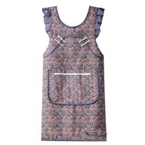 Avental de lona floral para mulheres com botões de sapo e bolso