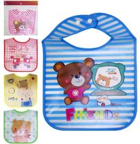 Avental de plastico infantil / babador com botao estampas sortidas 34x23cm - RIO TIJUCAS Avental de plastico infantil / babador com botao estampas sortidas 34x23cm - RIO TIJUCAS