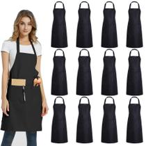 Avental DUSKCOVE Plain Bib preto, pacote com 12 bolsos e 2 bolsos, unissex Avental DUSKCOVE Plain Bib preto, pacote com 12 bolsos e 2 bolsos, unissex