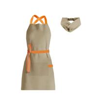 Avental e Faixa de Cabelo Bege Laranja Chef Cozinha Bistro