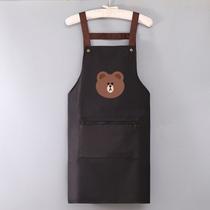 Avental feminino Cute Bear impermeável de poliéster resistente a óleo