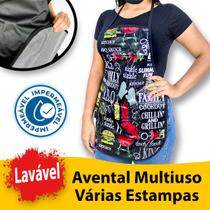 Avental Impermeável Cozinha Lavanderia A Prova D'água Estampado Multiuso Churrasqueiro Cozinheira