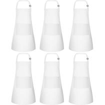 Avental infantil BOUBONI, pacote com 6 unidades, poliéster branco com 2 bolsos Avental infantil BOUBONI, pacote com 6 unidades, poliéster branco com 2 bolsos