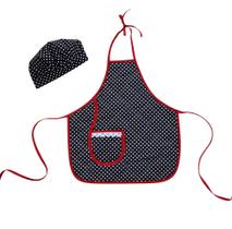 Avental infantil com chapéu de cozinheiro poá