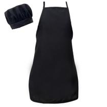 Avental Infantil Com Touca De Cozinheiro Preto Oxford