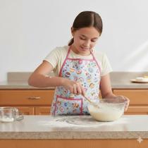 Avental Infantil de Cozinha Estampado Impermeável Juvenil Kids COR:CUPCAKE ROSA