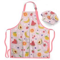 Avental infantil SANDJEST com bolso e chapéu de chef, poliéster Avental infantil SANDJEST com bolso e chapéu de chef, poliéster