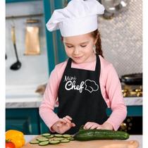 Avental Infantil Vida Pratika Mini Chef Master Cozinha Culinária Presente Criança Preto