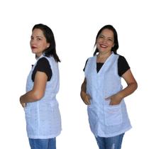 Avental Jaleco De Lese Cavado Feminino Primavera/ Verao/ Branco
