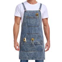 Avental jeans Beitiny com bolsos, avental cruzado nas costas para homens e mulheres, avental de trabalho em jeans para cabeleireiro, barbeiro, churrasco e jardinagem, ajustável do L ao XXL