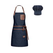 Avental Jeans Couro e Chapeu de Cozinheiro Chef de Cozinha Avental Jeans Couro e Chapeu de Cozinheiro Chef de Cozinha