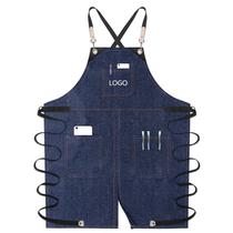 Avental jeans para homens e mulheres, alças cruzadas ajustáveis Avental jeans para homens e mulheres, alças cruzadas ajustáveis