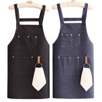 Avental jeans para mulheres e homens em algodão com alça ajustável