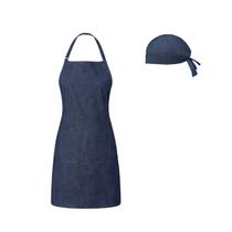 Avental Jeans Profissional Azul Chef Bar e Bandana Algodao