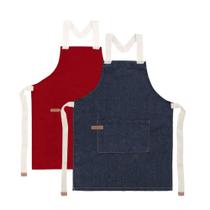 Avental Jeans Vermelho Algodao Cozinha Doceria Unissex 2un Avental Jeans Vermelho Algodao Cozinha Doceria Unissex 2un