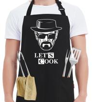 Avental Kaidouma Let's Cook Funny preto com 2 bolsos Avental Kaidouma Let's Cook Funny preto com 2 bolsos