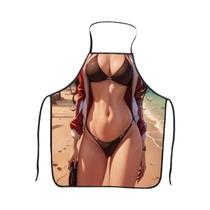 Avental Leve Com Estampa De Praia E Jaqueta Vermelha Para Cozinha, Churrasco, Cabeleireiro,