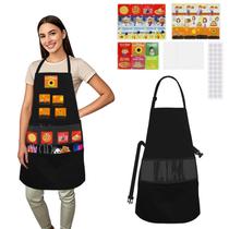 Avental para professores AKAYOK Educational com 35 cartões de feltro preto Avental para professores AKAYOK Educational com 35 cartões de feltro preto