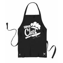 Avental personalizado super chef preto para presente grande brasfoot mestre churrasqueiro dia dos pais namorado tecido
