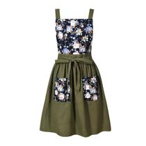 Avental Pinknoke Vintage Pinafore para mulheres verde oliva Avental Pinknoke Vintage Pinafore para mulheres verde oliva