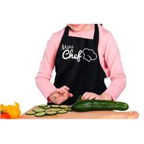 Avental Preto Infantil de Cozinha Ajustável Mini Chef