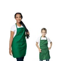 Avental Verde Adulto e Infantil Pais Filhos Chef Cozinha 2un