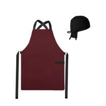 Avental Vinho e Bandana Preta Chef Cozinha Bistro Bar