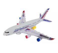 Avião Airlines A330 Brinquedo Decorativo 39cm Som e Luz