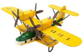Avião Amarelo De Hélice Decoração Estilo Retrô Vintage - Tasco
