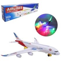Avião Bate e Volta Airbus A380 Com Som e Luz A Pilha Na Caixa.