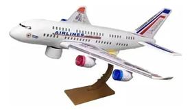 Avião Brinquedo Bate E Volta Com Som, Luzes e Suporte.